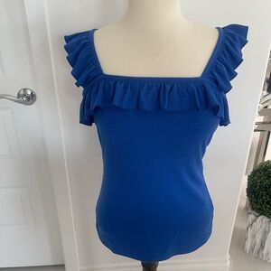 Blue Ruffled Women's Top